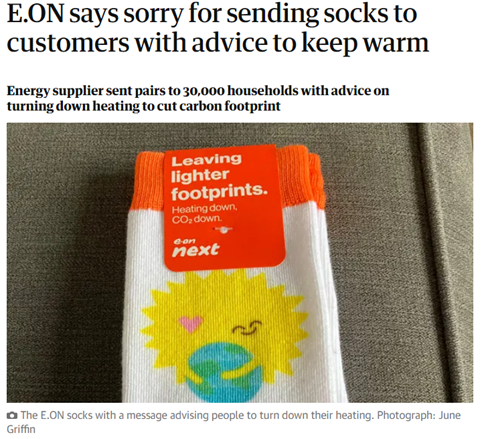 E.ON apologises for sending socks to customers - Glass-Digital